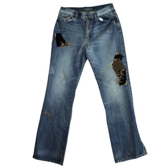 Lauren Ralph Lauren Jeans Co Patchwork Embroidered Womens 6 Boho Y2K Western - Picture 1 of 9